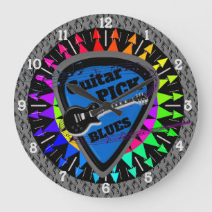 Plektrum Blues Music Wall Clock Große Wanduhr
