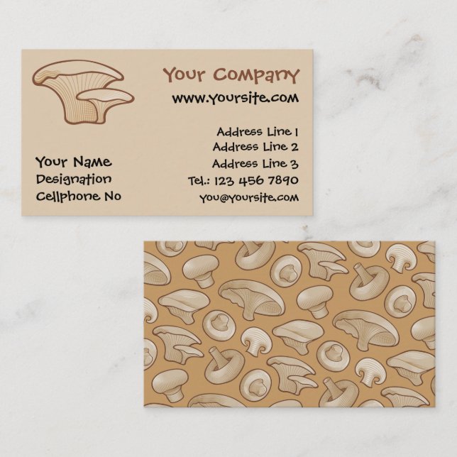 Pleurotus Mushroom-Symbol Visitenkarte (Vorne/Hinten)