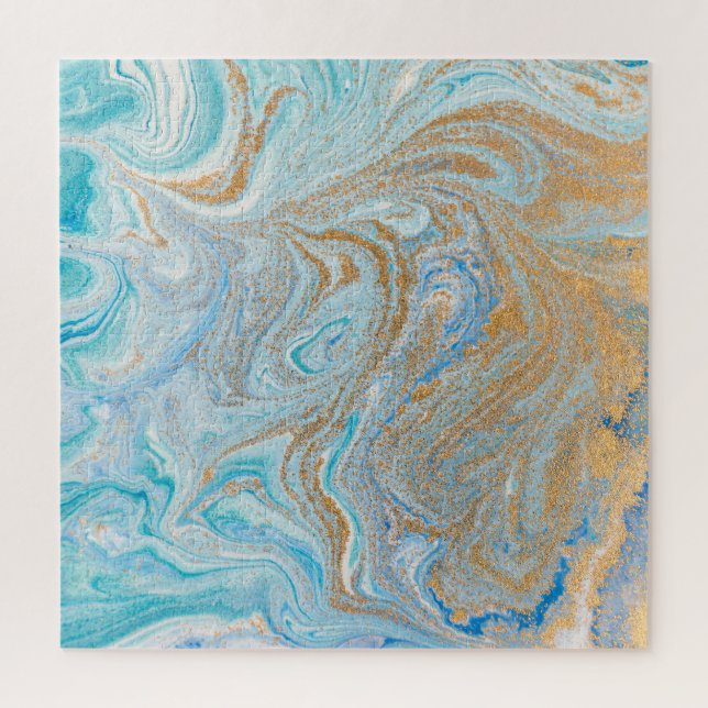 Plexiglas aus Marmor, blau mit goldfarbenem Glanz (Vertikal)