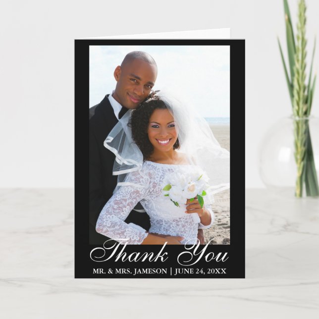 Pli élégant de Merci de photo de mariage de (Devant)