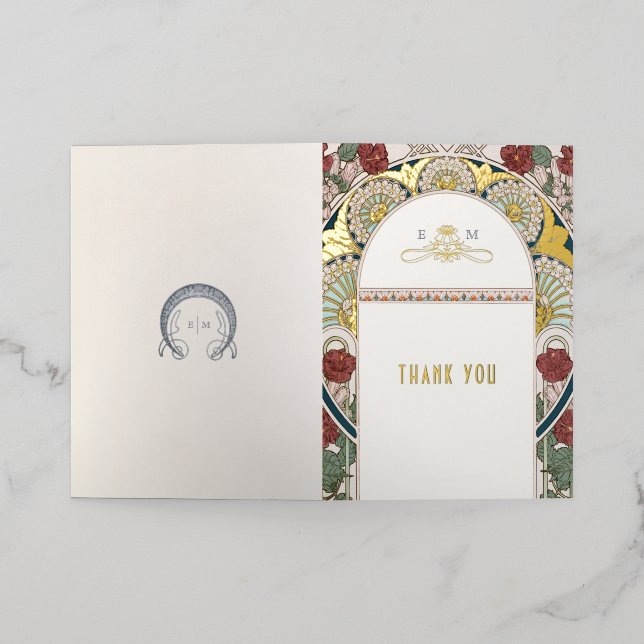 Pliage Carte de remerciements Art nouveau (Mise à l'extérieur)
