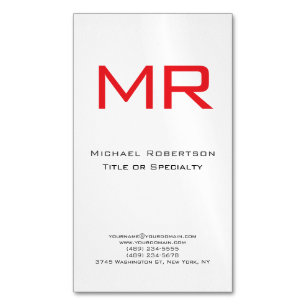 Plian Monogram Red White Minimalistisch Magnetische Visitenkarte