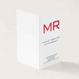 Plian Monogram Red White Minimalistisch Visitenkarten