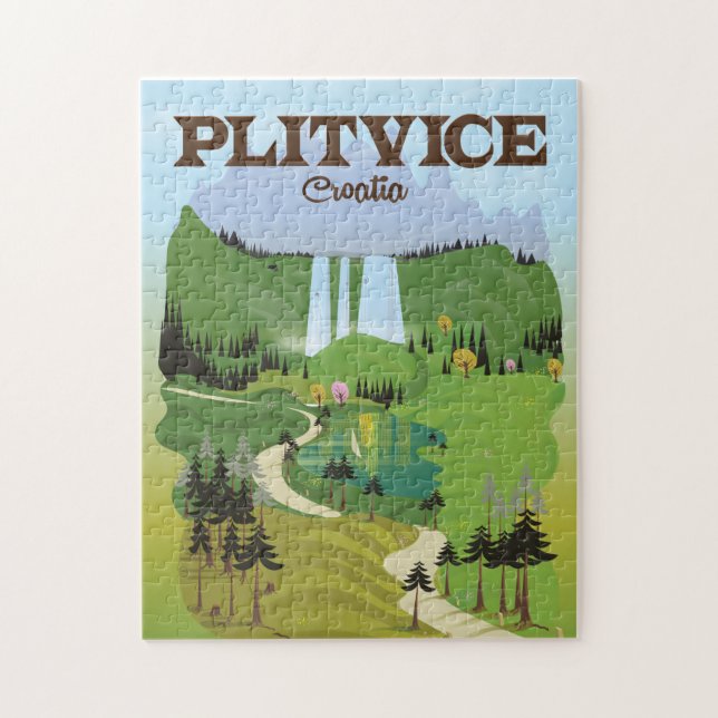 Plitvice Croatia Reiseplakat (Vertikal)