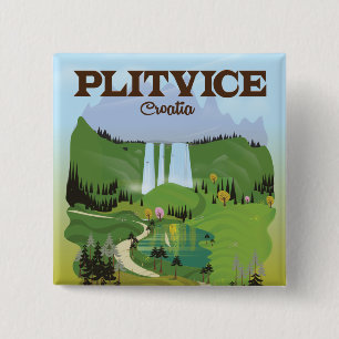 Plitvice Croatia Reiseplakat Button