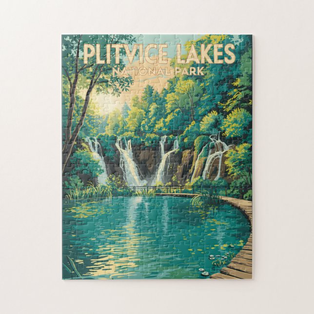 Plitvice Lakes National Park Illustration Travel (Vertikal)