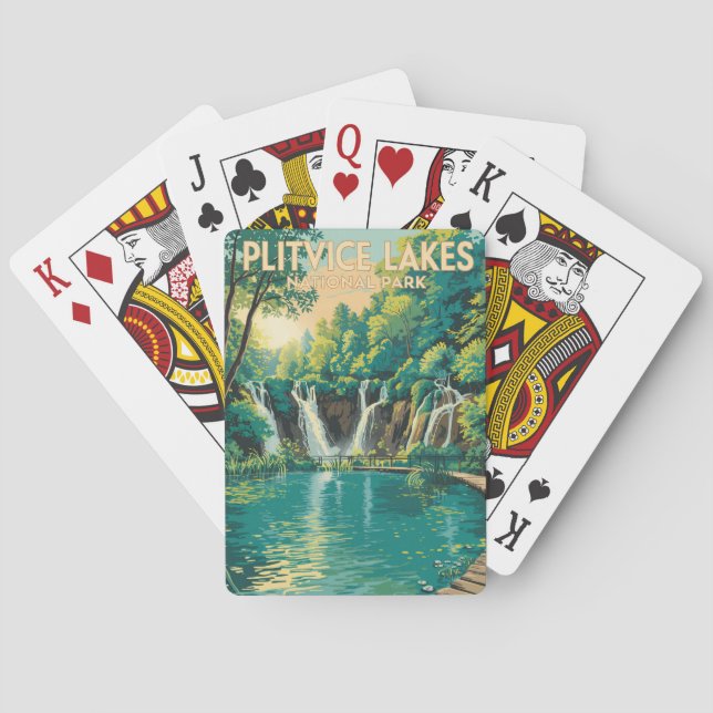 Plitvice Lakes National Park Illustration Travel Spielkarten (Rückseite)