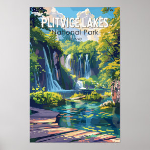 Plitvice Seen Nationalpark Kroatien Reise Kunst Poster