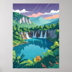 Plitvicer Seen Wasserfall Kunst Poster