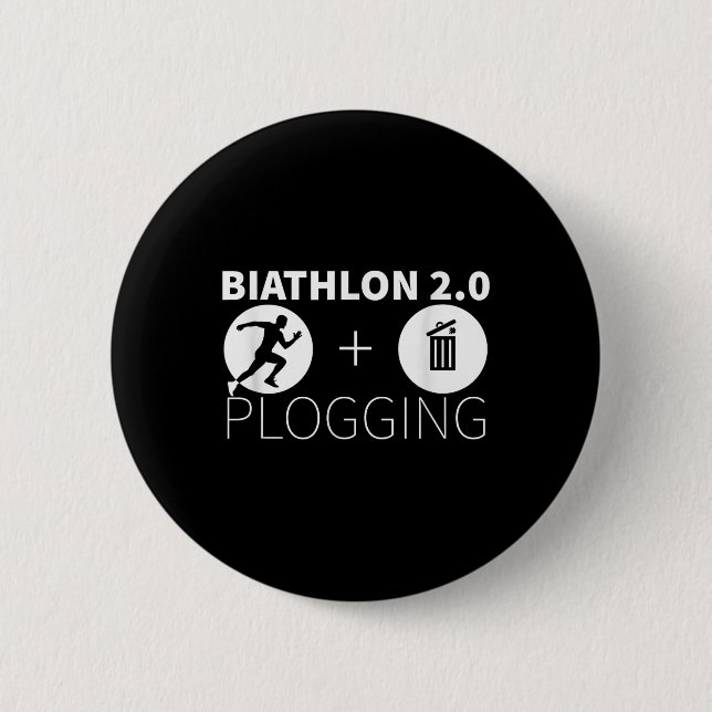 Plogging Biathlon 2.0 Joggen und Umwelt Button (Vorderseite)