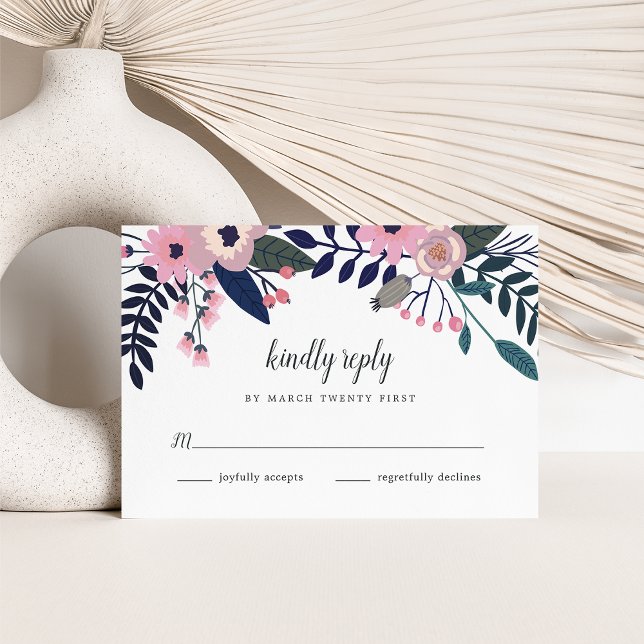 Plomb rose | Carte Floral RSVP (Créateur téléchargé)