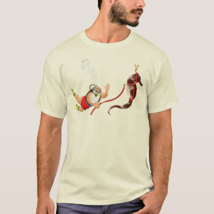 Plongée à l'air Père Noël et T-shirt d'hippocampe