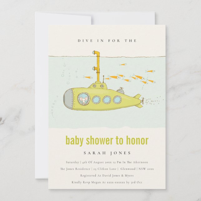 Plongée sous-marine Baby shower Invitation (Devant)