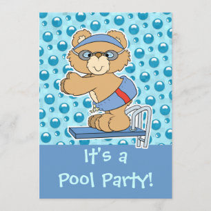Plongée Teddy Bear Pool Invitation