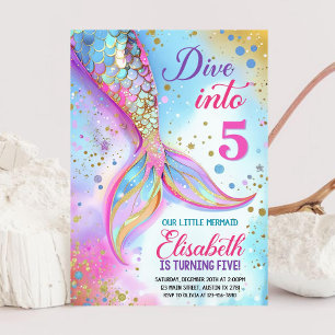 Plongez dans cinq 5 Ans Mermaid Invitation Edi