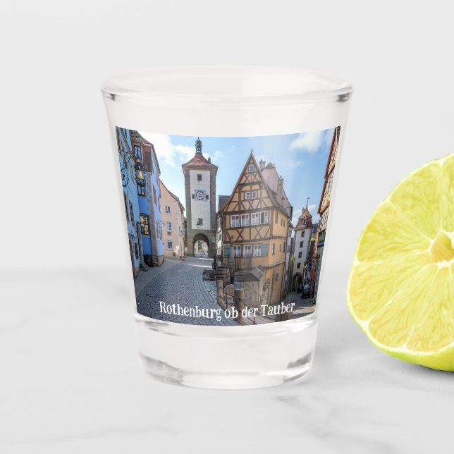 Plönlein in Rothenburg ob der Tauber, Deutschland Schnapsglas (Vorderseite)