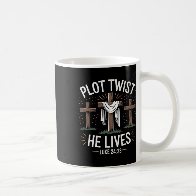 Plot Drehung He Living Cross Funny Christlich Oste Kaffeetasse (Rechts)