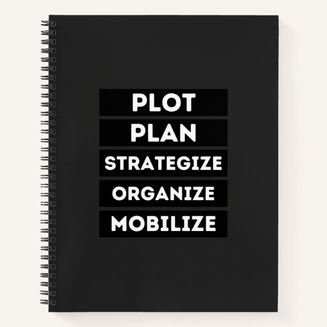 PLOT PLAN STRATEGIZE ORGANIZE MOBILIZE NOTIZBUCH (Vorderseite)