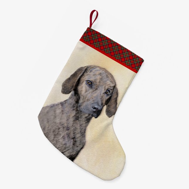 Plottengemälde - Niedliche Original Hundkunst Kleiner Weihnachtsstrumpf (Vorderansicht (hängend))