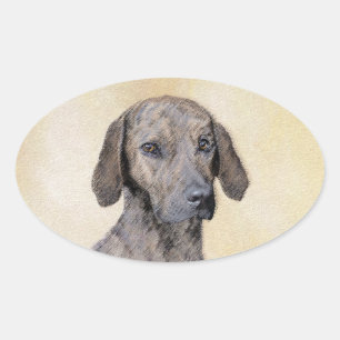 Plottenmalerei - Niedliche Original Hundekunst Ovaler Aufkleber