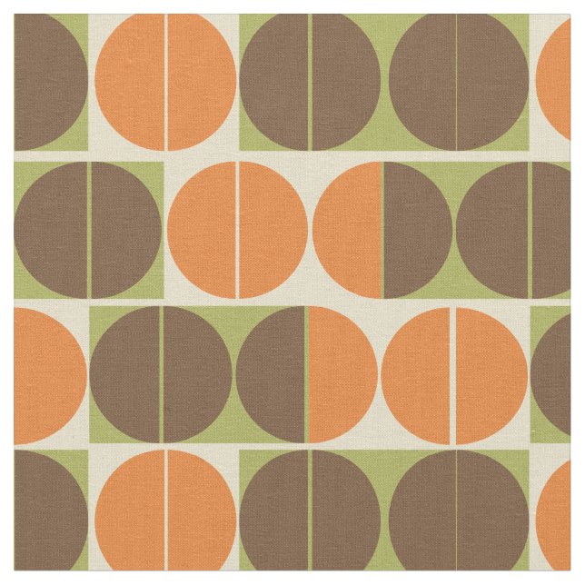 Plötzlich siebziger Jahre Orange Brown Green Geome Stoff (Nahaufnahme)