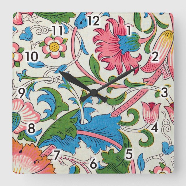 Plötzlich, William Morris Quadratische Wanduhr (Vorderseite)
