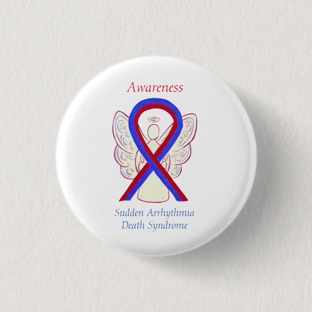 Plötzliche Arrhythmie Todessyndrom SADS Ribbon But Button (Vorderseite)