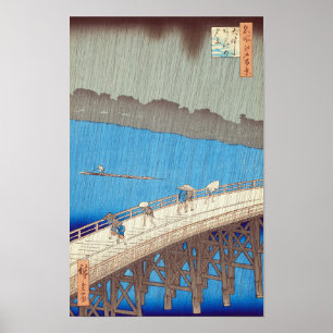 Plötzlicher Regenschauer über der Atake-Brücke, Ut Poster