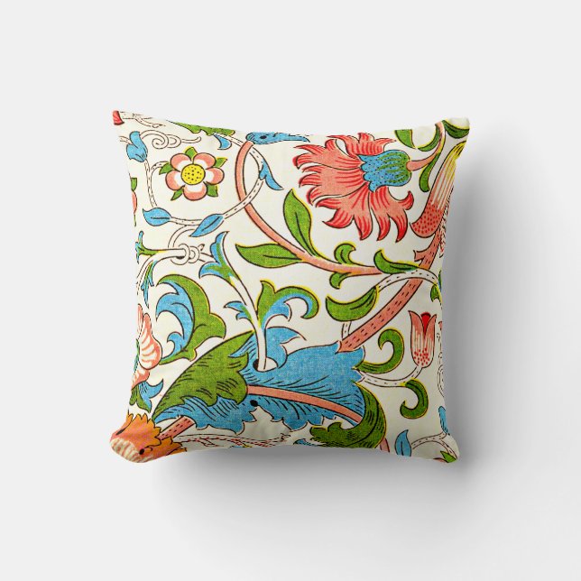 Plötzliches, farbiges Vintages Muster von William  Kissen (Vorderseite)