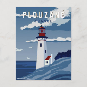 Plouzane Frankreich Reise Vintage Kunst Postkarte