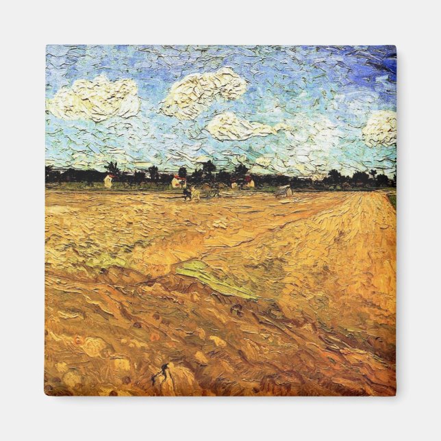 Plowed Field (die Furrows) von Vincent van Gogh Magnet (Vorne)