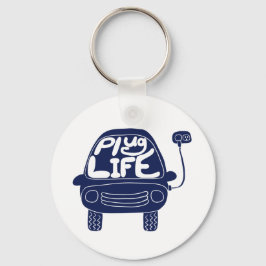 Plug Life Niedlich Navy Blue Electric Car Schlüsselanhänger