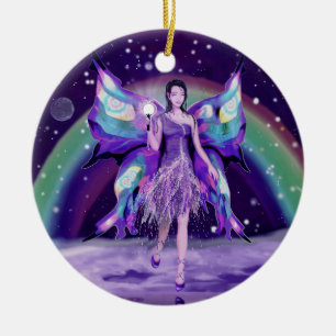 Pluie violette Fairy Céramique Ornement