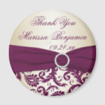 Plum and Champagne Damask Wedding Favor Magnet<br><div class="desc">This plum and champagner damask thank you wedding favor magnet has falsch ribbon and jewels. Es geht um The Wedding Einladung Shown Below. If there are any other matching items you require,  please email your request to niteowlstudio@gmail.com</div>