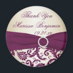Plum and Champagne Damask Wedding Favor Magnet<br><div class="desc">This plum and champagner damask thank you wedding favor magnet has falsch ribbon and jewels. Es geht um The Wedding Einladung Shown Below. If there are any other matching items you require,  please email your request to niteowlstudio@gmail.com</div>