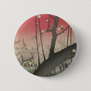 Plum Anwesen Japanisch Edo Woodblock Plum Button