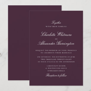 Plum Automne Hiver Élégant Mariage Invitation