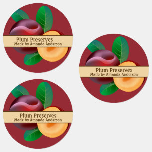 Plum behält modernes Circle Food Label bei Etiketten