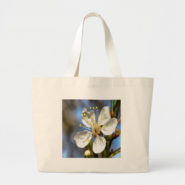 Plum Blossom Botanische Kunst Jumbo Stoffbeutel (Vorne)
