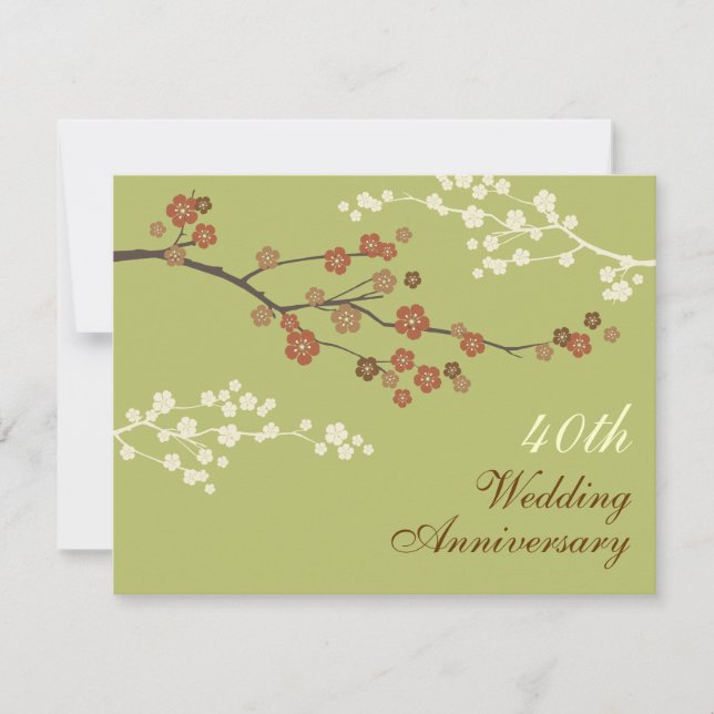 Plum Blossom Jubiläumsfeier Party Einladung L Gree (Vorderseite)