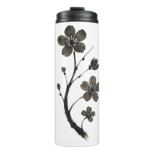 Plum Blossom Line Art - Botanisches Design auf Thermosbecher