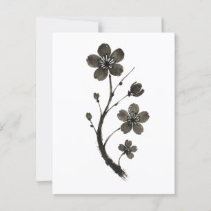 Plum Blossom Line Art - Carte Postale Botanique Mi
