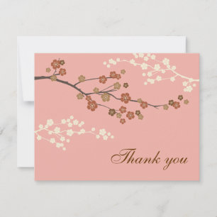 Plum Blossom Plat Carte de remerciements rose anti