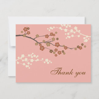 Plum Blossom Plat Carte de remerciements rose anti