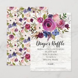 Plum & Blue Baby Duschdusche Windeln Raffle Ticket Einladung