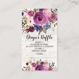 Plum Blue Floral Baby Duschkabine Windeln Raffle T Begleitkarte
