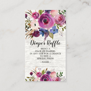 Plum Blue Floral Baby Duschkabine Windeln Raffle T Begleitkarte
