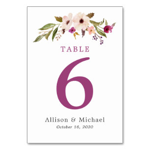 Plum Boho Chic Wedding Tischnummern