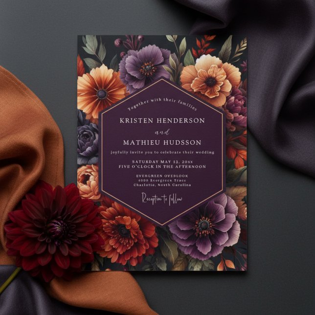 Plum Botanical Opulent Wedding Einladung (Von Creator hochgeladen)