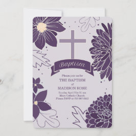 Plum Botanicals für Mädchen mit Taufe Einladung